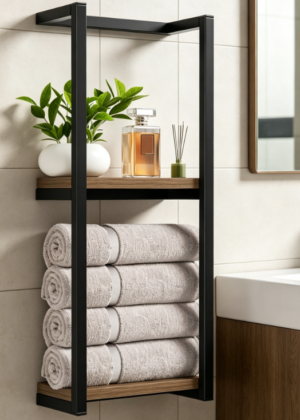 Double-Tier Wall-Mounted Shelf — Space-Saving for Bathrooms & Bedrooms