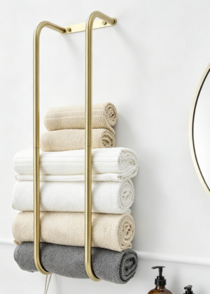 Brushed Gold Stainless Steel Freestanding Towel Rack