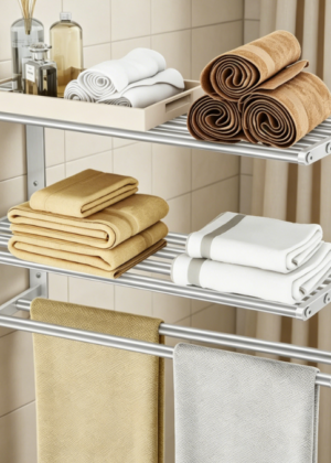 3-Tier Multi-Functional Rack — Brushed Nickel with Towel Bar