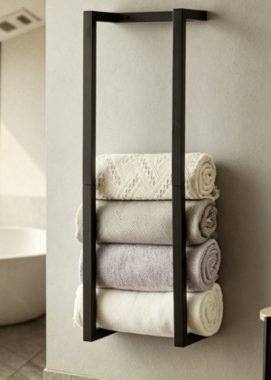 Metal Rolled Towel Rack — Wall-Mounted for Small Spaces