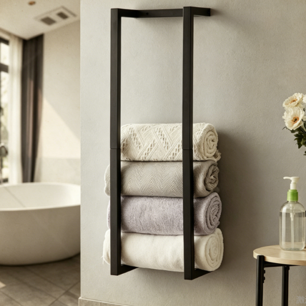 Metal Rolled Towel Rack — Wall-Mounted for Small Spaces