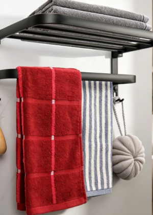 Foldable Double-Bar Aluminum Alloy Rack — Space-Saving Black Finish