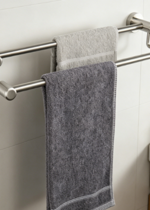 Heavy-Duty Double-Bar Stainless Steel Rack — Brushed Nickel Finish