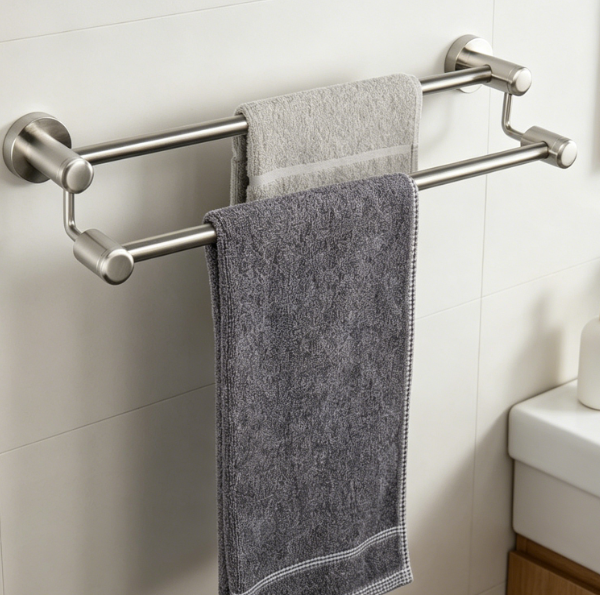 Heavy-Duty Double-Bar Stainless Steel Rack — Brushed Nickel Finish