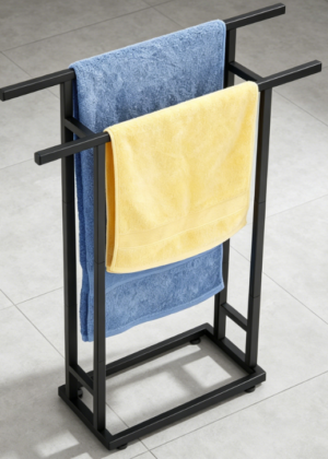 2-Tier Freestanding Towel Rack, Poolside & Outdoor Storage Stand