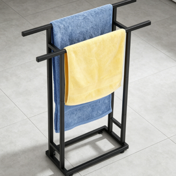 2-Tier Freestanding Towel Rack, Poolside & Outdoor Storage Stand