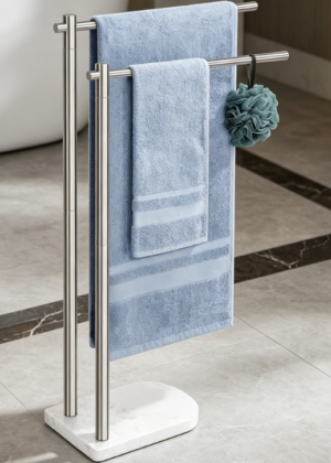 304 Stainless Steel Towel Rack with Marble Base (Brushed Nickel Finish)