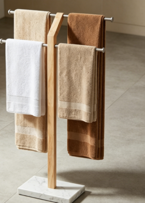 Width-Adjustable Towel Rack with Extra-Thick Marble Base