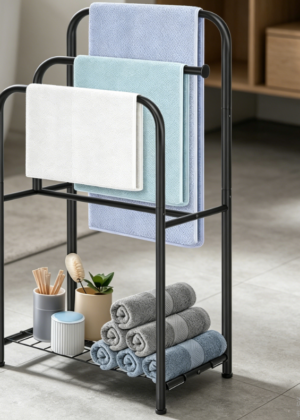 3-Tier Matte-Finish Towel Rack for Outdoor Poolside Drying