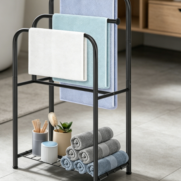 3-Tier Matte-Finish Towel Rack for Outdoor Poolside Drying