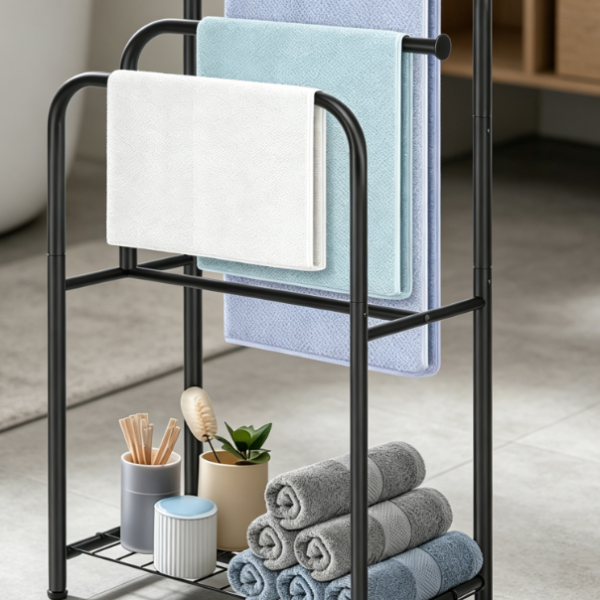 3-Tier Matte-Finish Towel Rack for Outdoor Poolside Drying