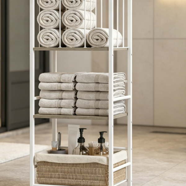 M-Shaped Detachable 3-Tier Towel Rack (White, Space-Saving Design)