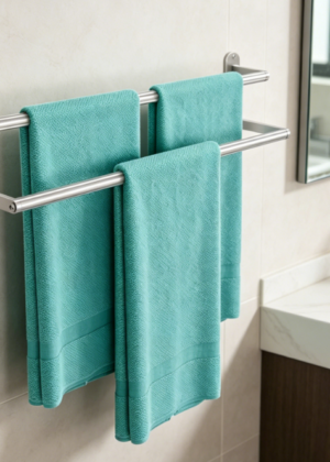 Double-Bar Stainless Steel Rack — Brushed Nickel Towel Hanger